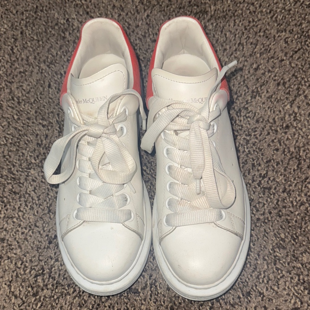 Alexander McQueen White and Red Leather Sneakers
